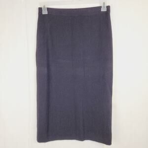 Peruvian Connection Black Baby Alpaca Knit Midi Skirt M Artisanal Old Money